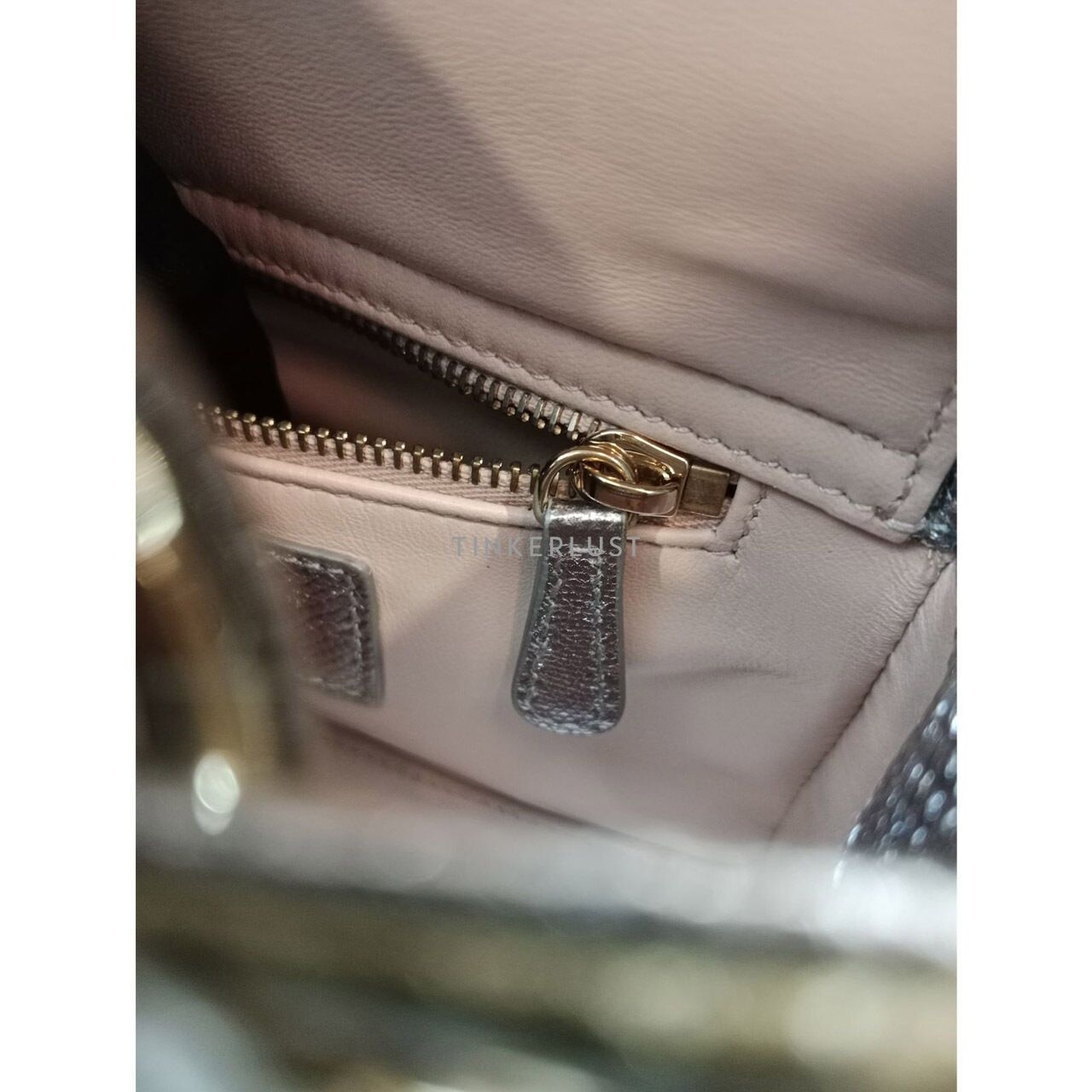 Christian Dior Mini Lady Dior 3 Tone Lizard Leather Satchel