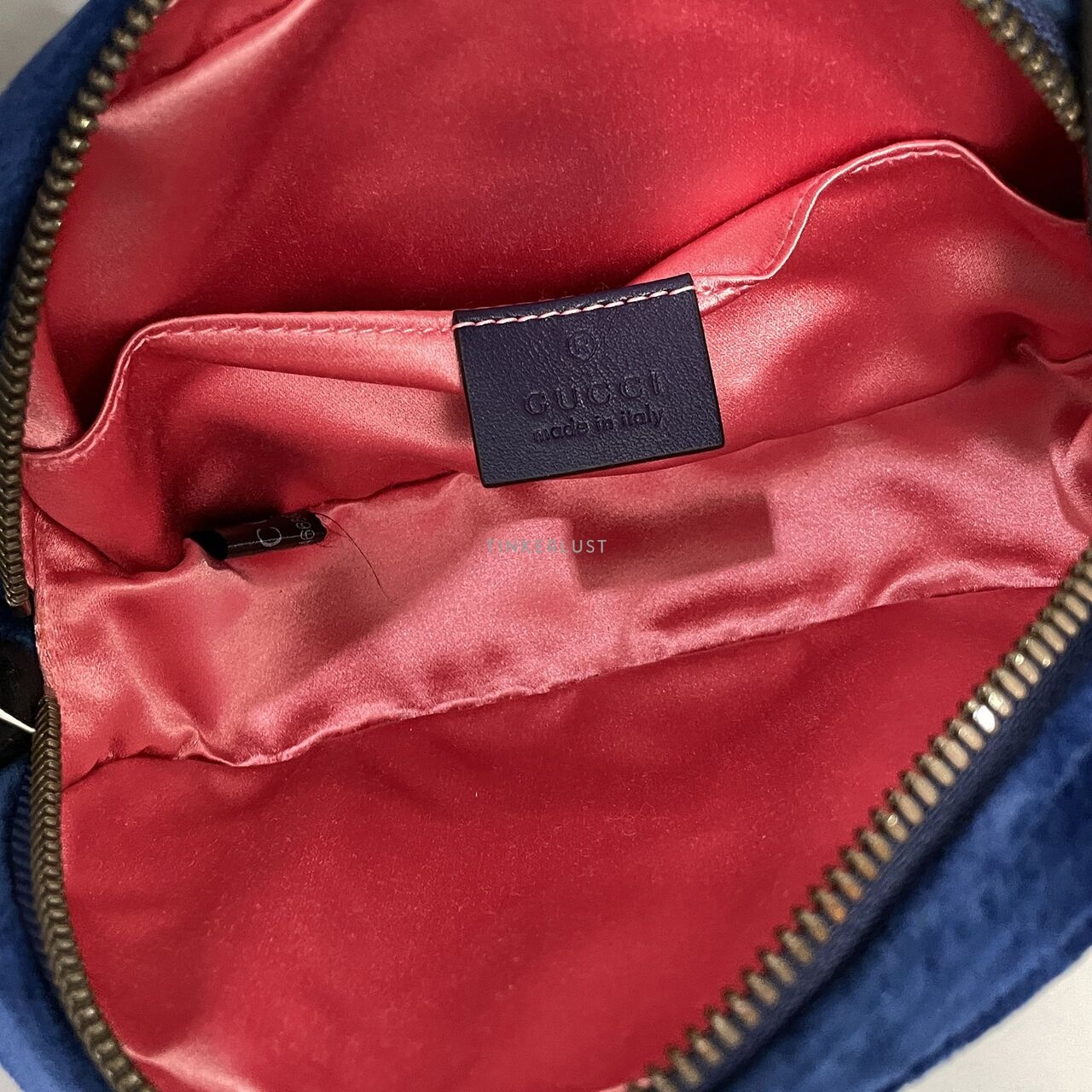 Gucci Velvet Matelasse GG Marmont Blue GHW Belt Bag