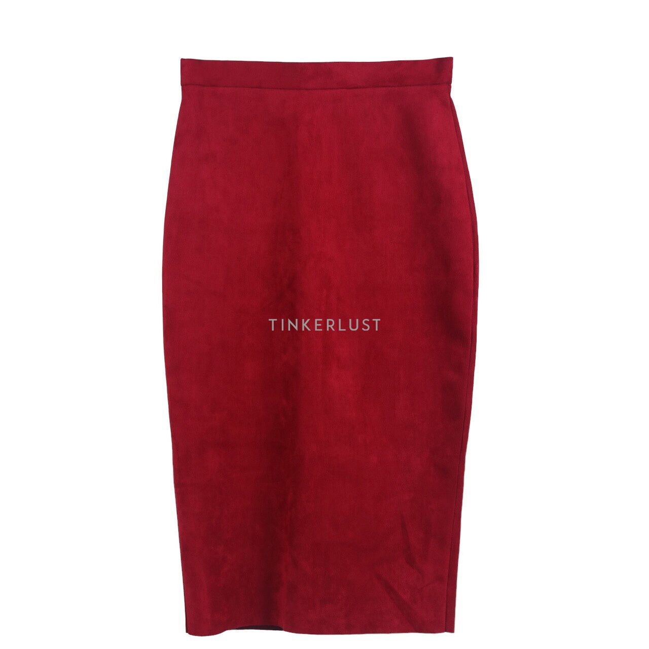 Flomors Red Suede Mini Skirt