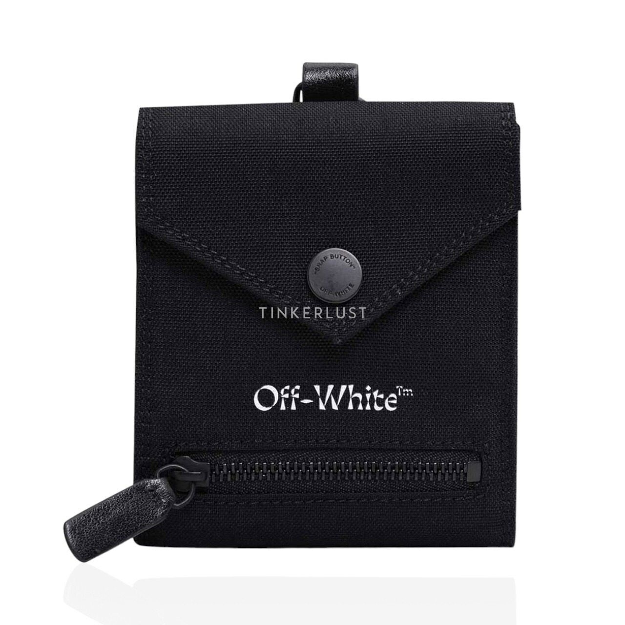 Off White Bi-fold Chain Wallet in Black