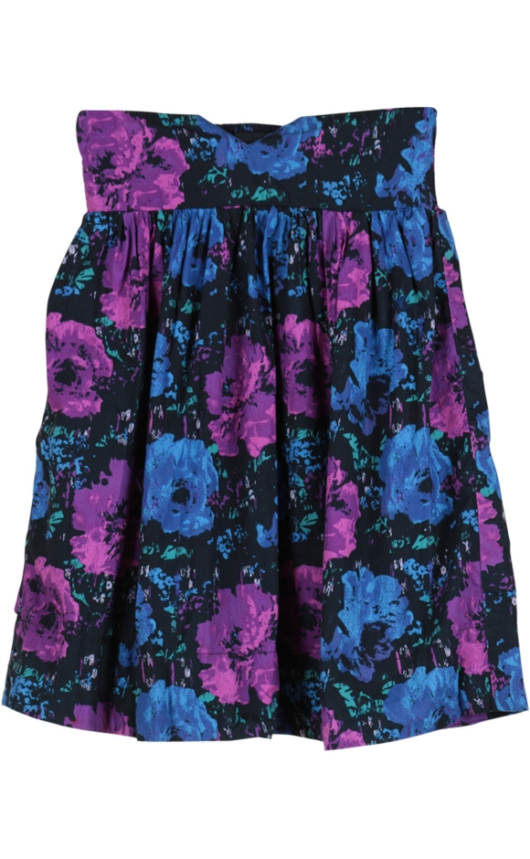 Purple and Blue Floral Mini Skirt