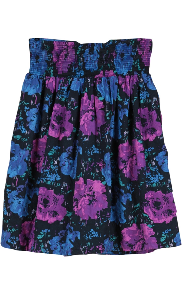 Purple and Blue Floral Mini Skirt