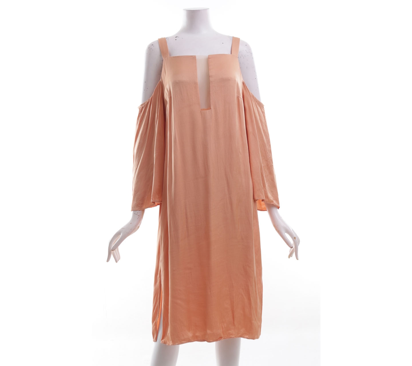 True Decadence Orange Slit Cold Shoulder Midi Dress