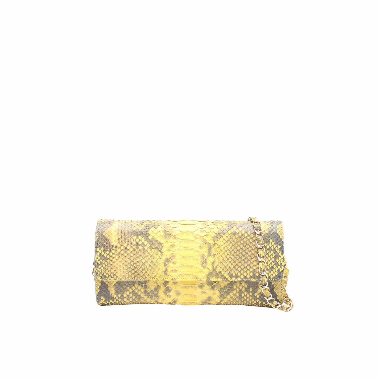 Private Collection Yellow Snake Skin Clutch