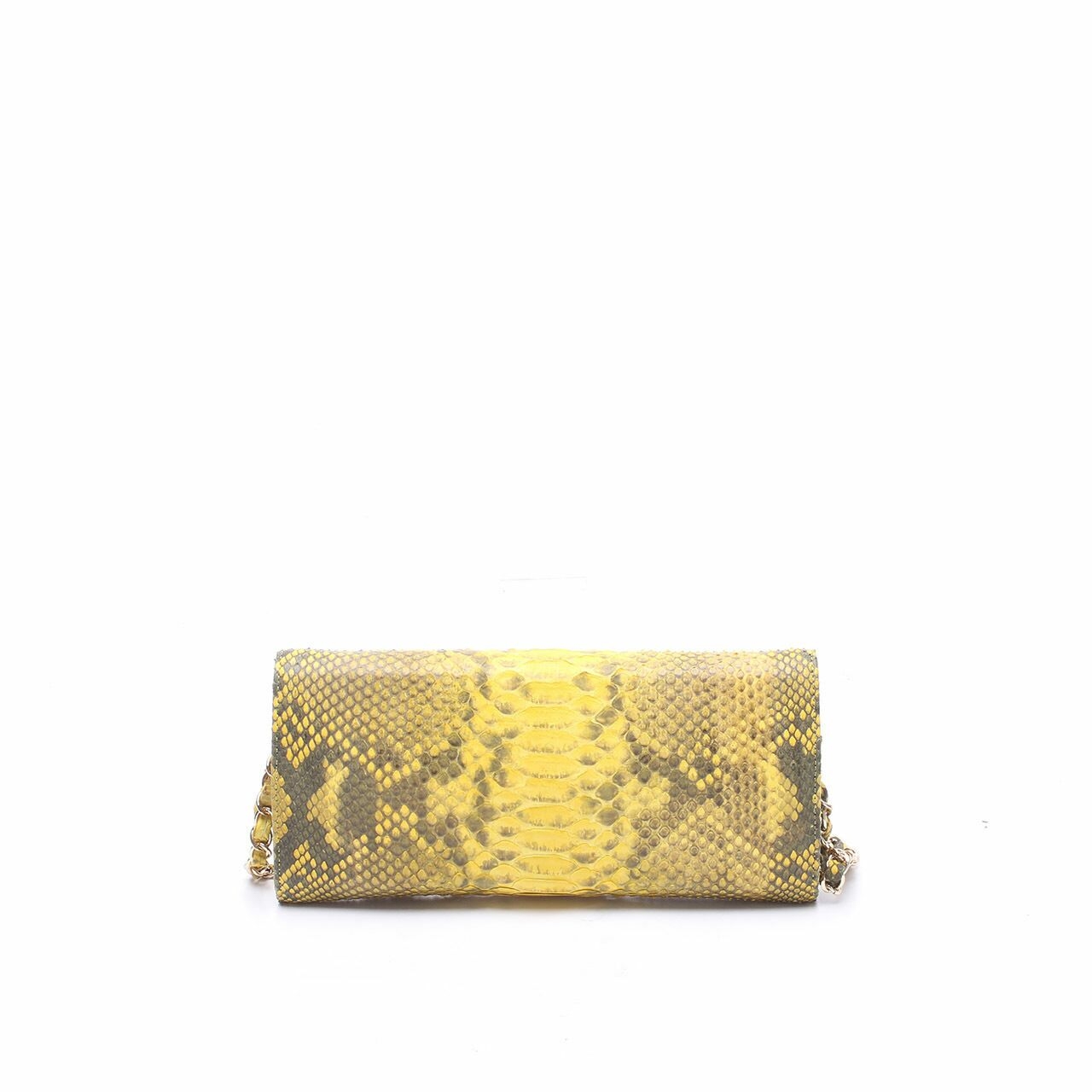 Private Collection Yellow Snake Skin Clutch