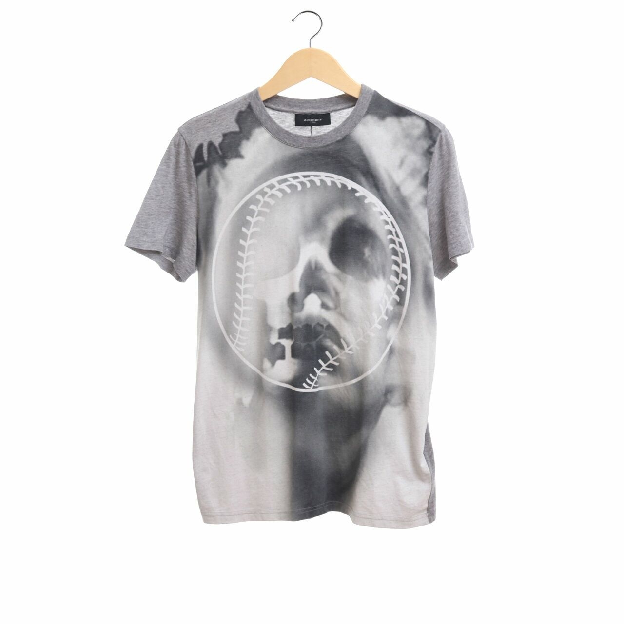 Givenchy Grey Baseball Skull Print T Shirt