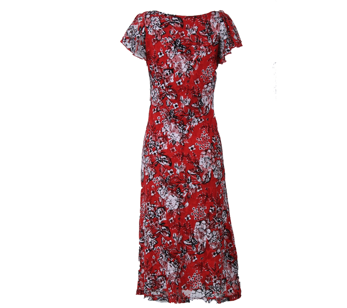 Caroline Kosasih Red Floral Midi Dress