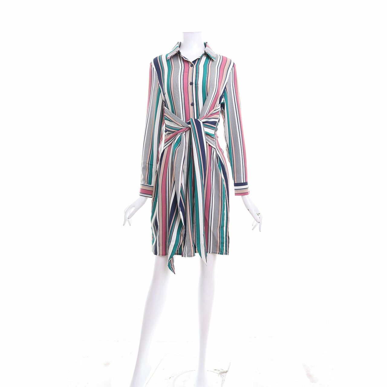 Pomelo. Pink & Multi Stripes Mini Dress