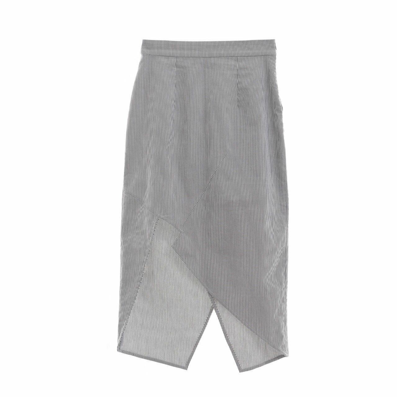 MAZUKI Grey Stripes Midi Skirt