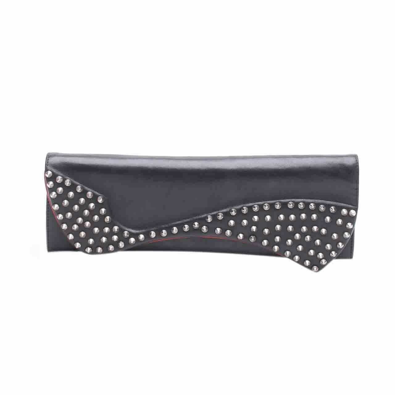 Christian Louboutin Pigalle Black with Silver Studs Clutch 