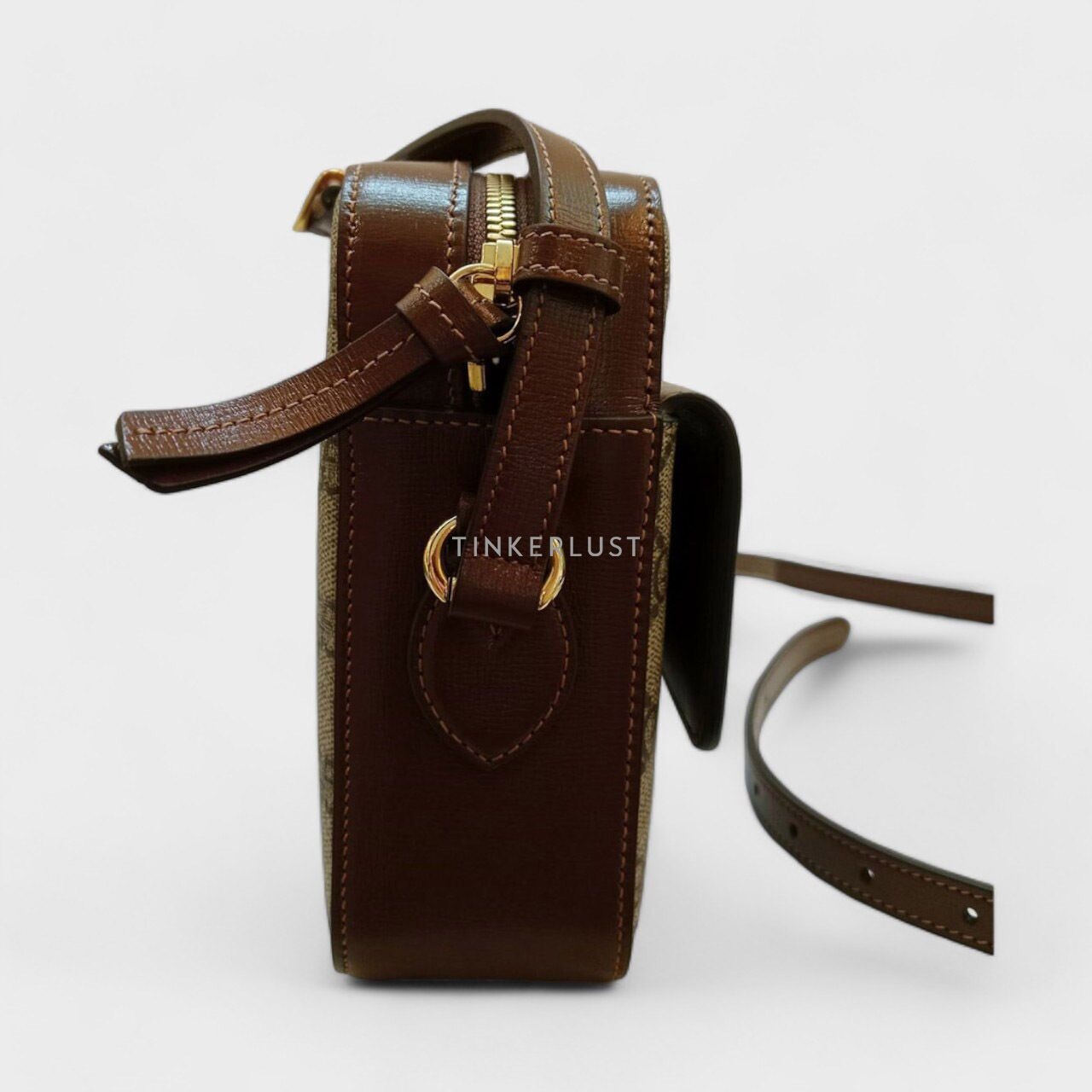 Gucci Horsebit Camera Brown GG Supreme Canvas & Calfskin Sling Bag