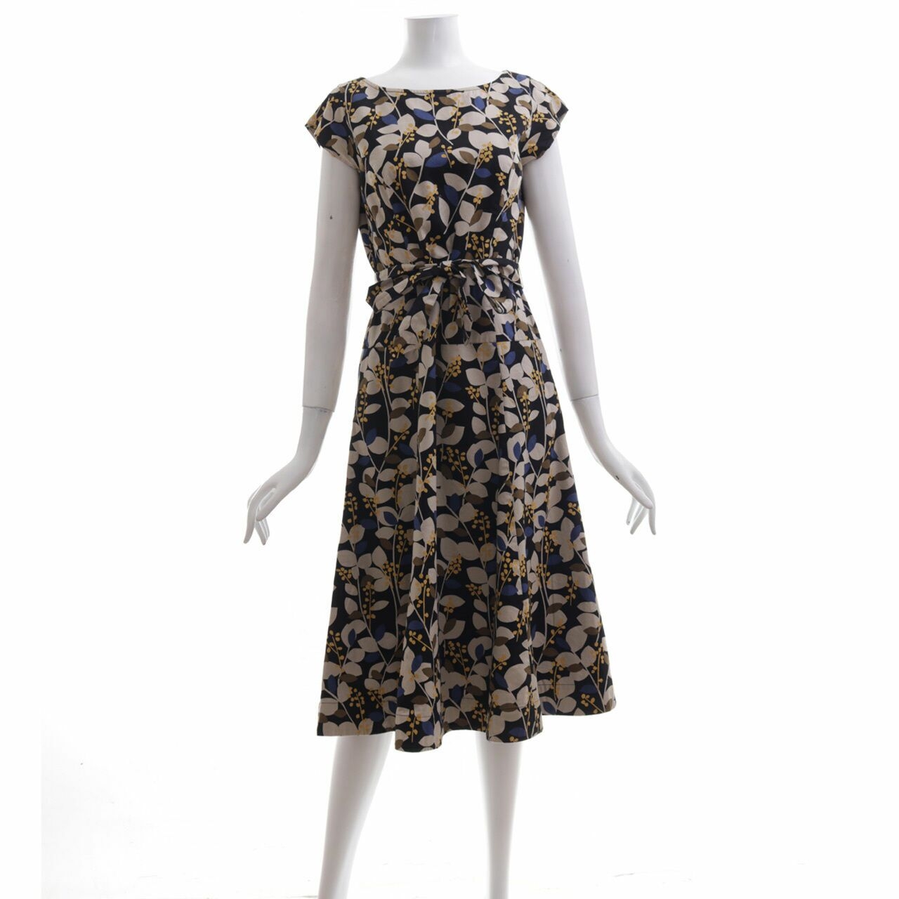 Laura Ashley Black Leaf Print Midi Dress