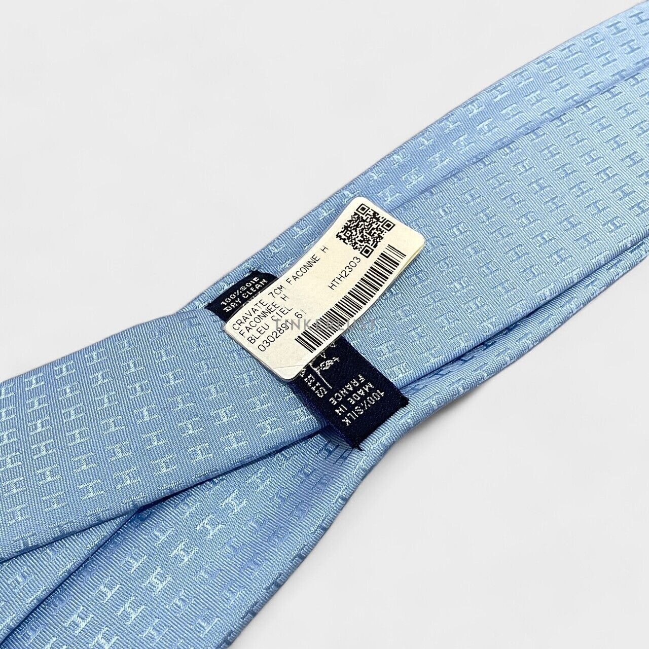 Hermes Faconnee H Tie Bleu Lac Neck Tie