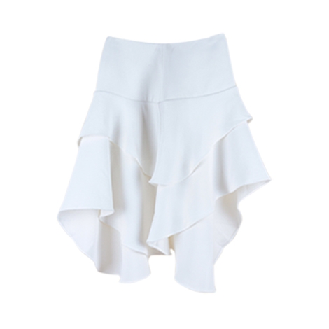 White Ruffle Flare Skirt