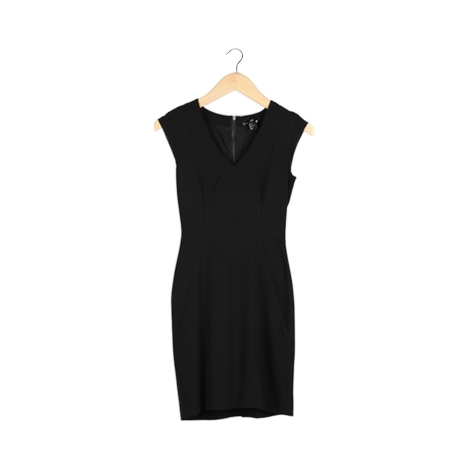 Black V-Neckline Fitted Mini Dress