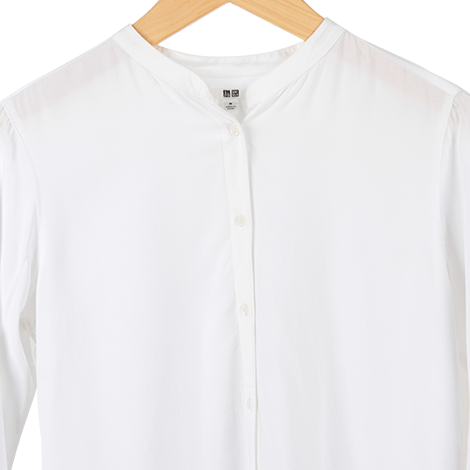 White Buttoned Loose-End Blouse