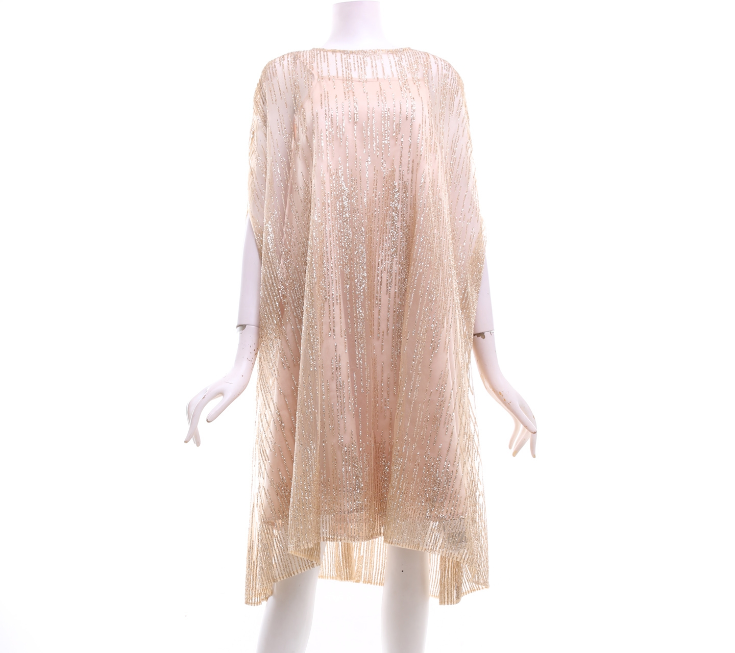 Bellenoir Gold Glitter Caftan With Inner Mini Dress