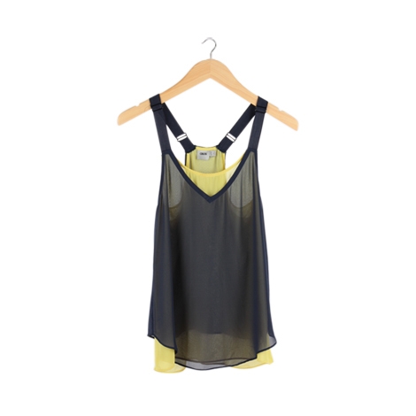 Blue and Yellow Sleeveless Top