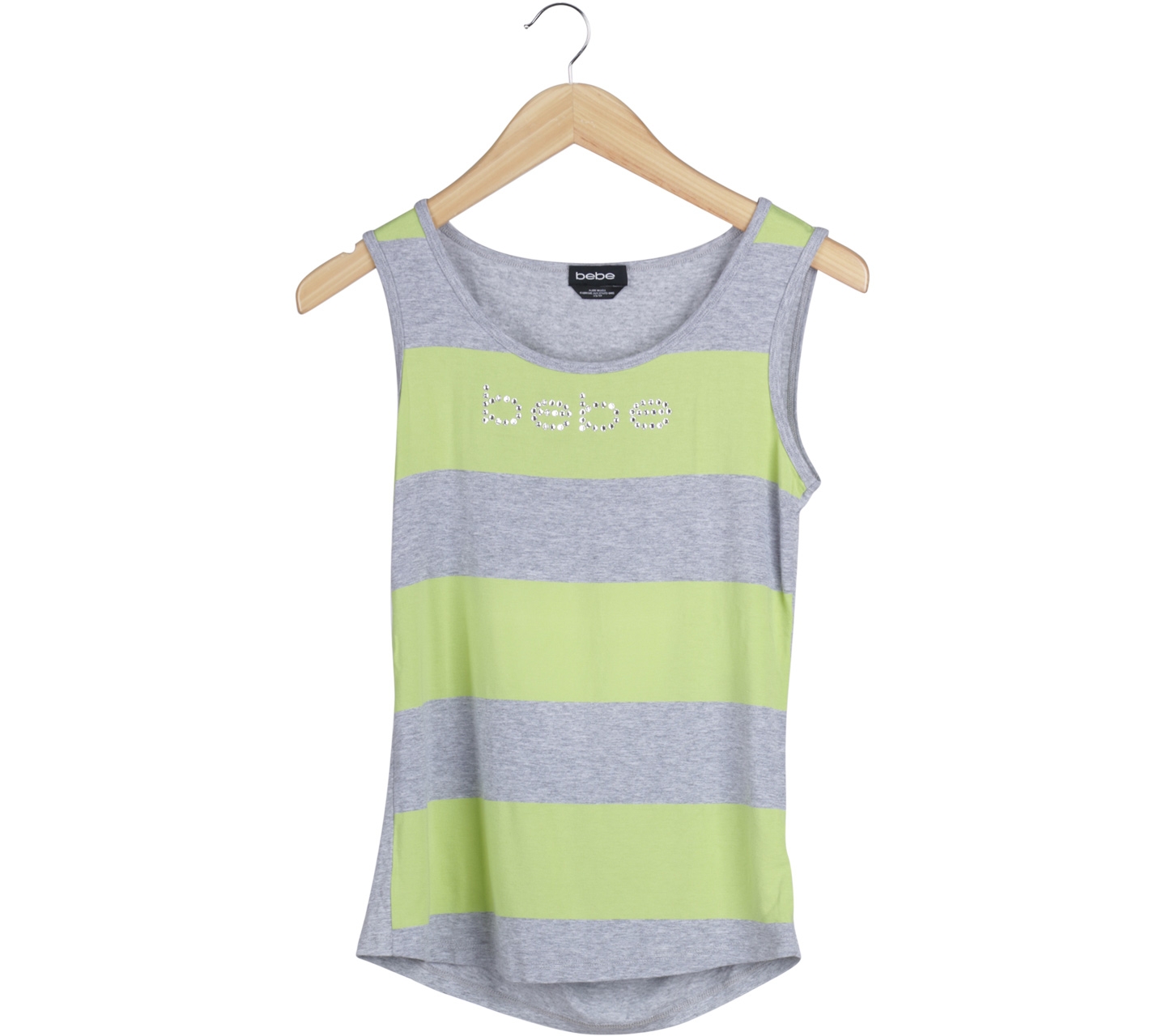 Bebe Grey And Green Striped Back Cut Out Sleeveless