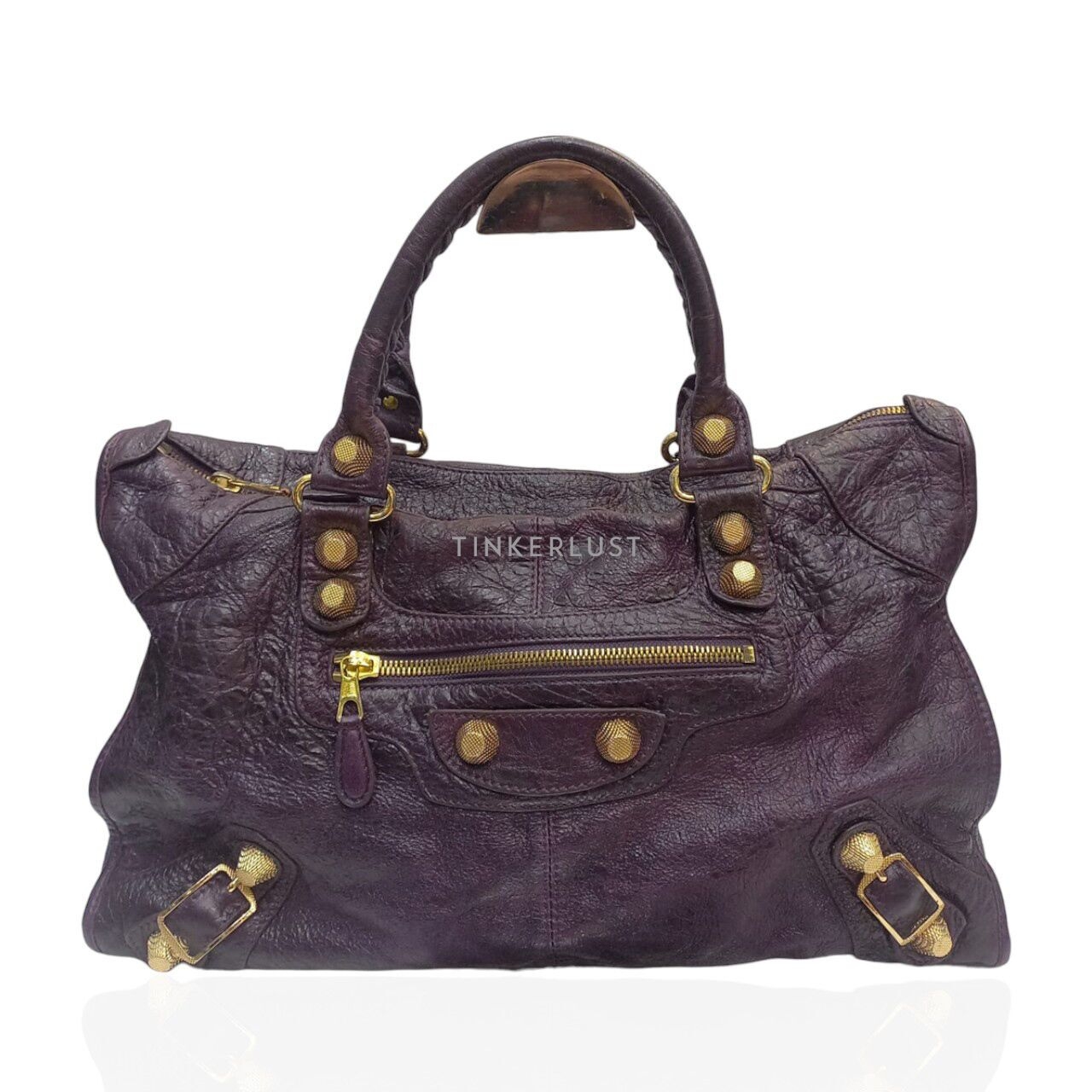 Balenciaga Work Leather Purple GHW Handbag