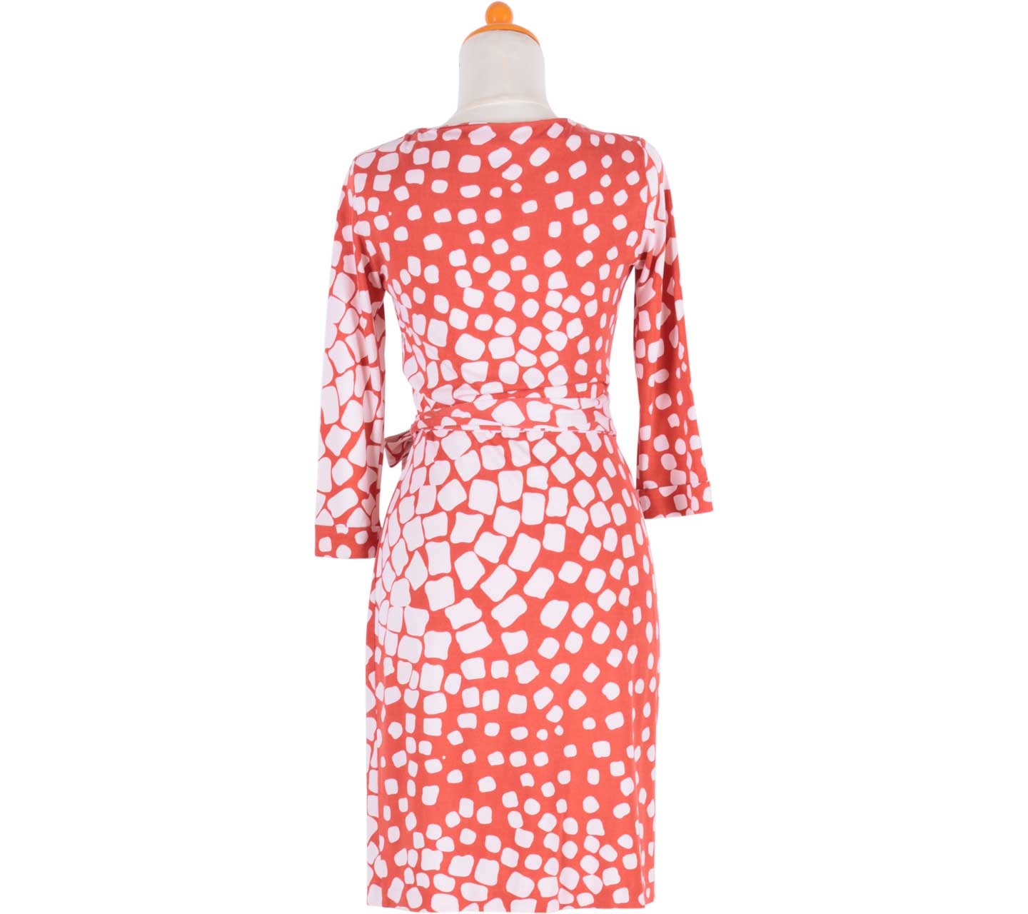 Diane Von Furstenberg Red And White Dotted Wrap Midi Dress