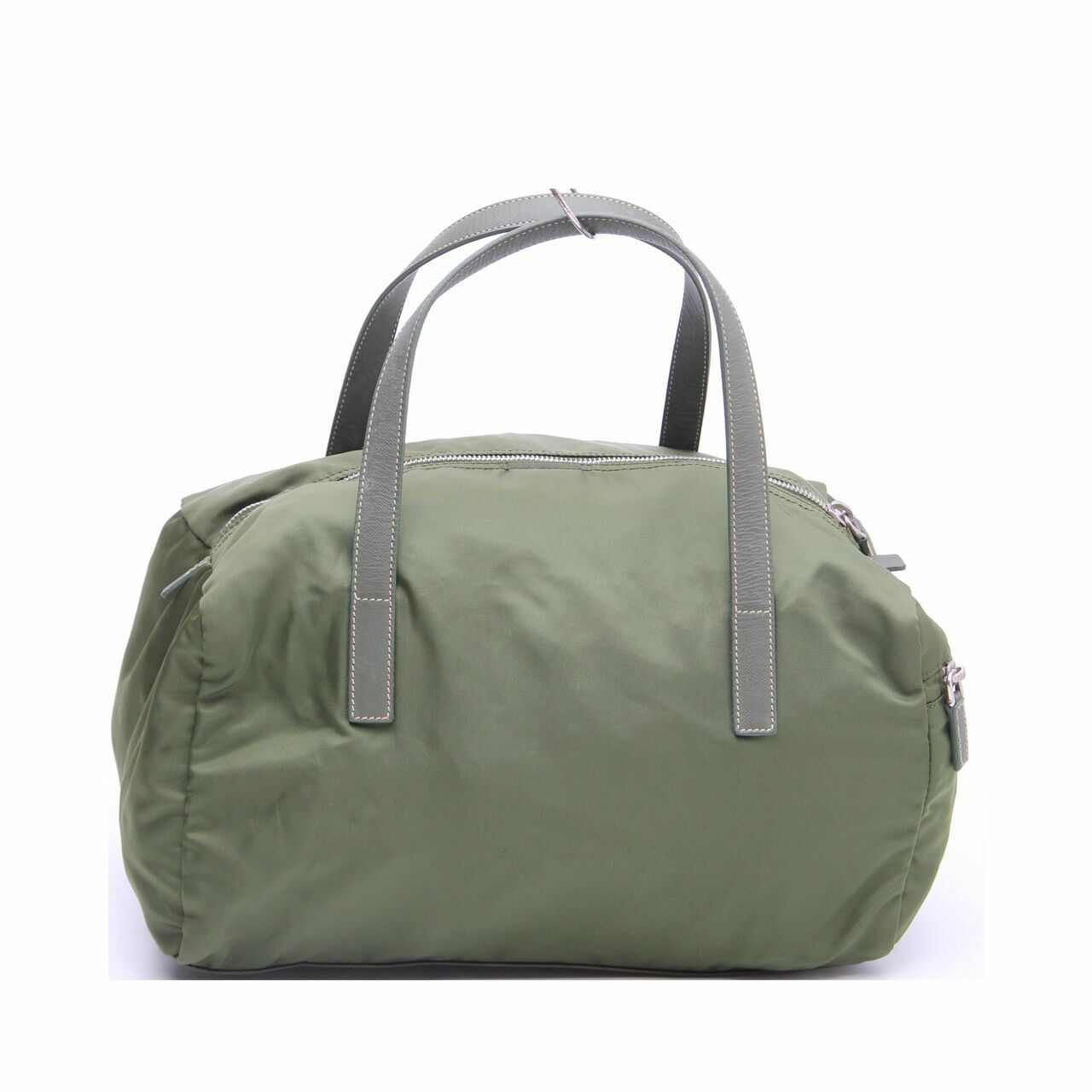 Prada Army Green Boston Nylon Handbag