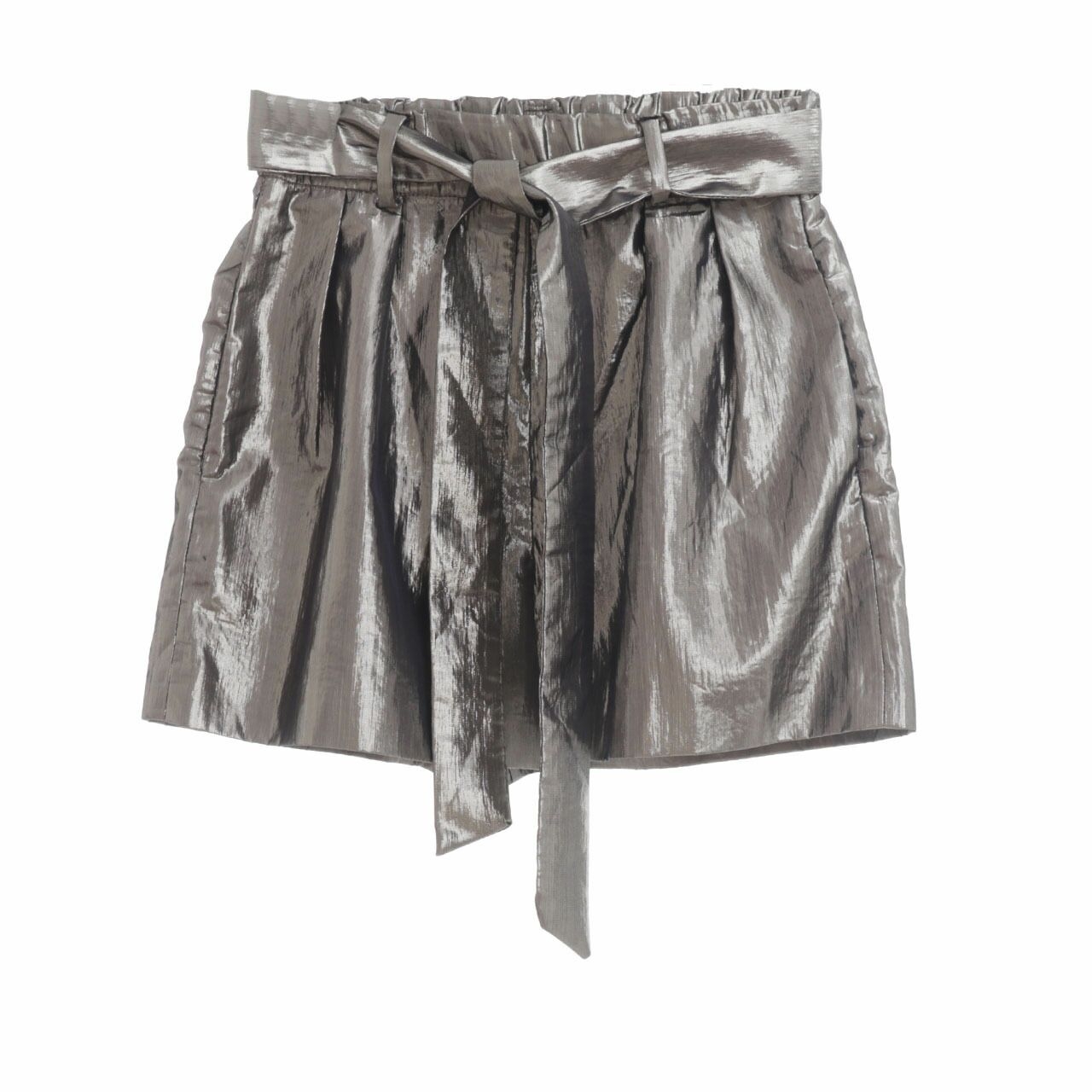 Zara Silver Metallic Shorts Pants 