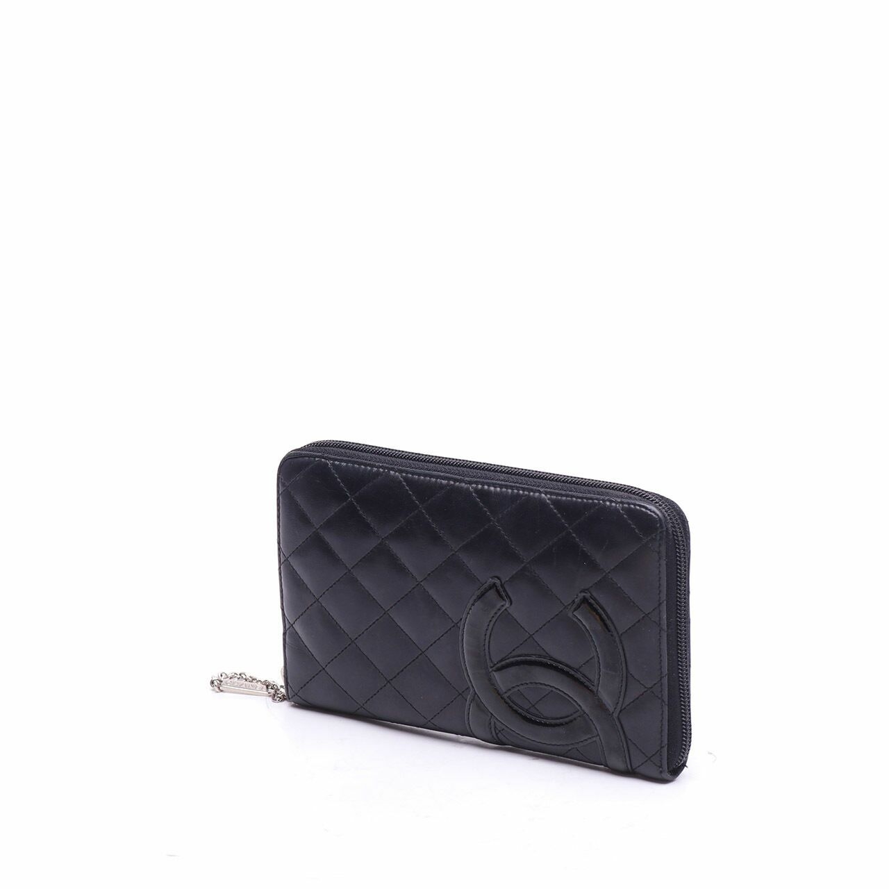 Chanel Cambon Diamond Quilted Black/Pink Zip Wallet