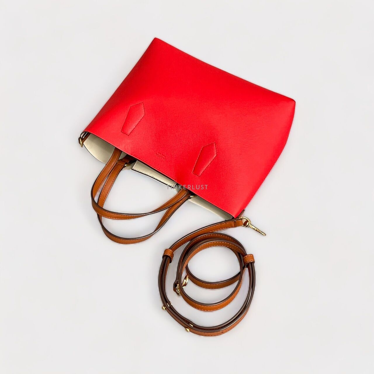 Oroton Red & White Satchel Bag