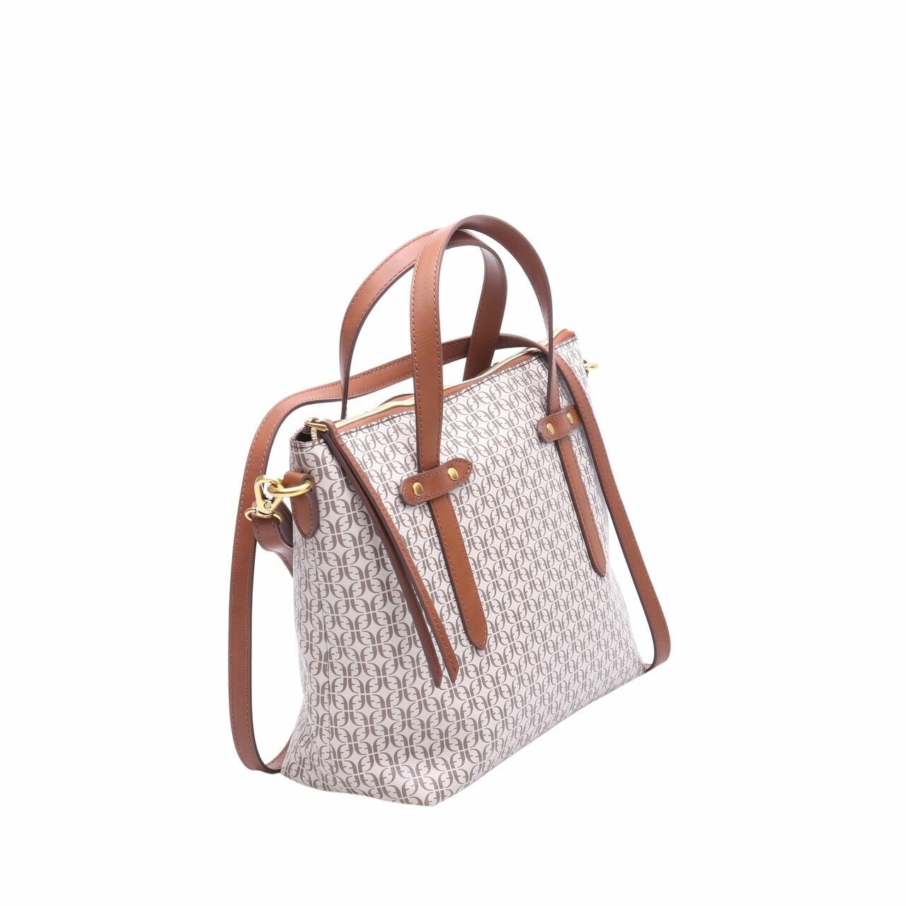 Fossil Felicity Taupe Tan Satchel Bag