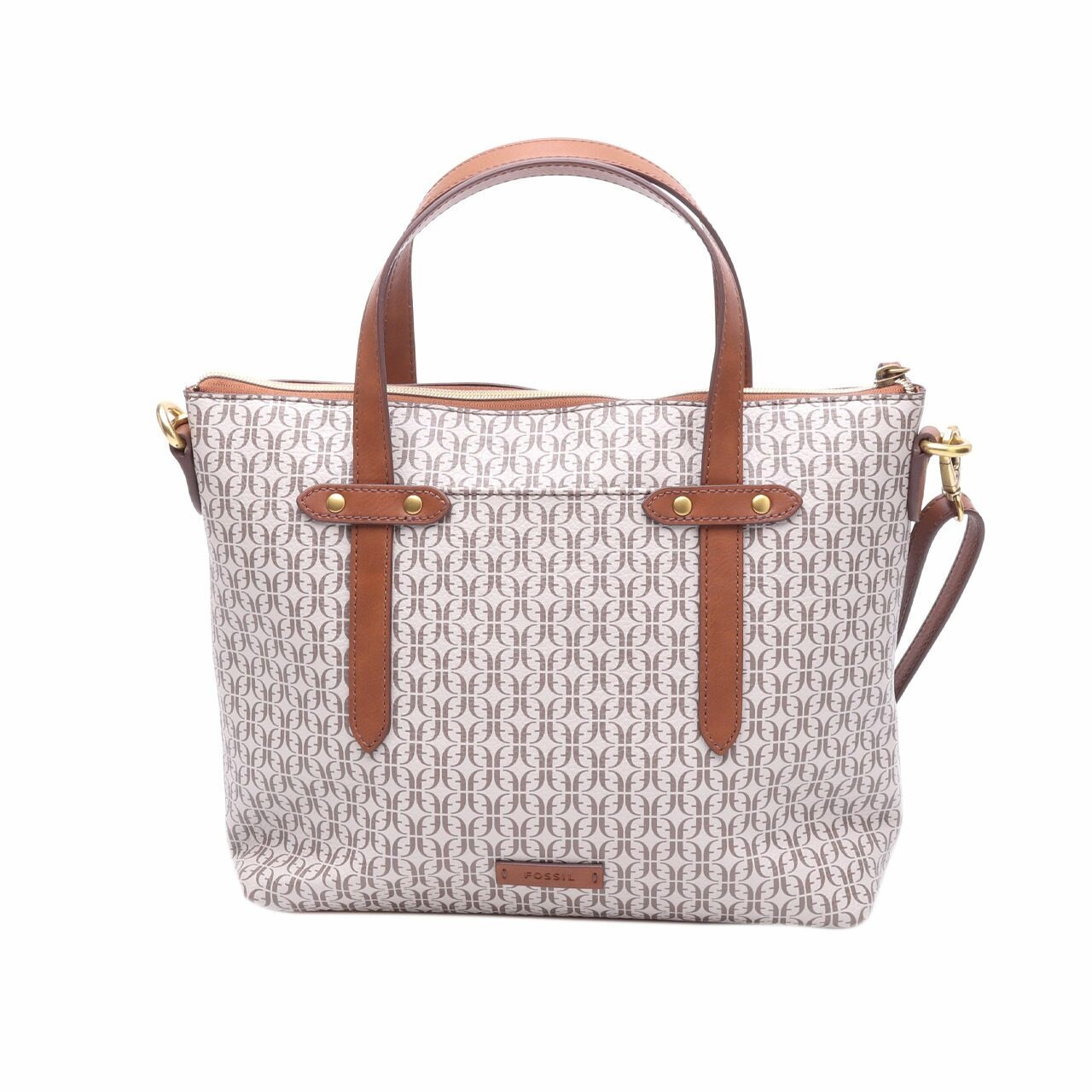 Fossil Felicity Taupe Tan Satchel Bag