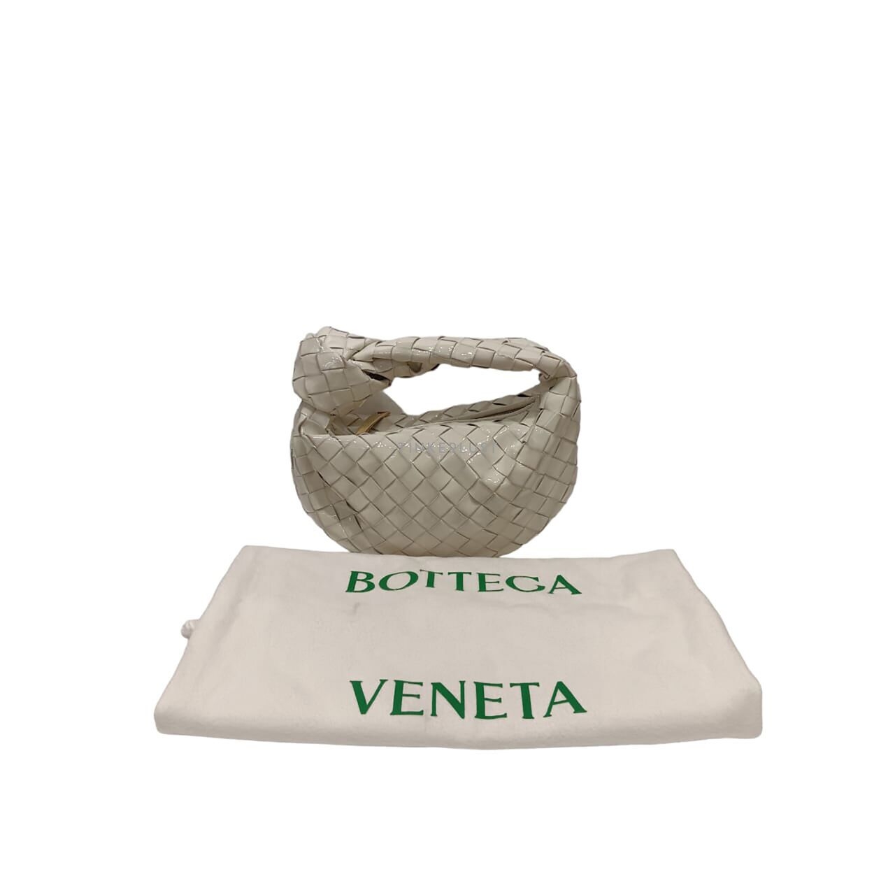 Bottega Veneta Mini Jodie Patent White Shoulder Bag