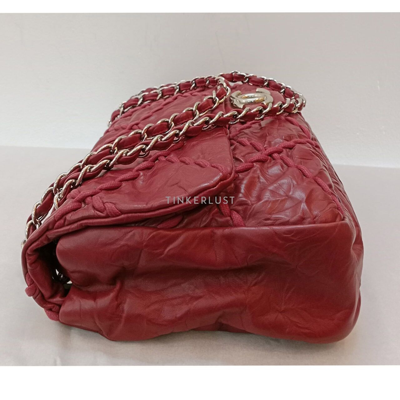 Chanel Ultra Stitch Flap Cherry Red Calfskin.#13 SHW Shoulder Bag