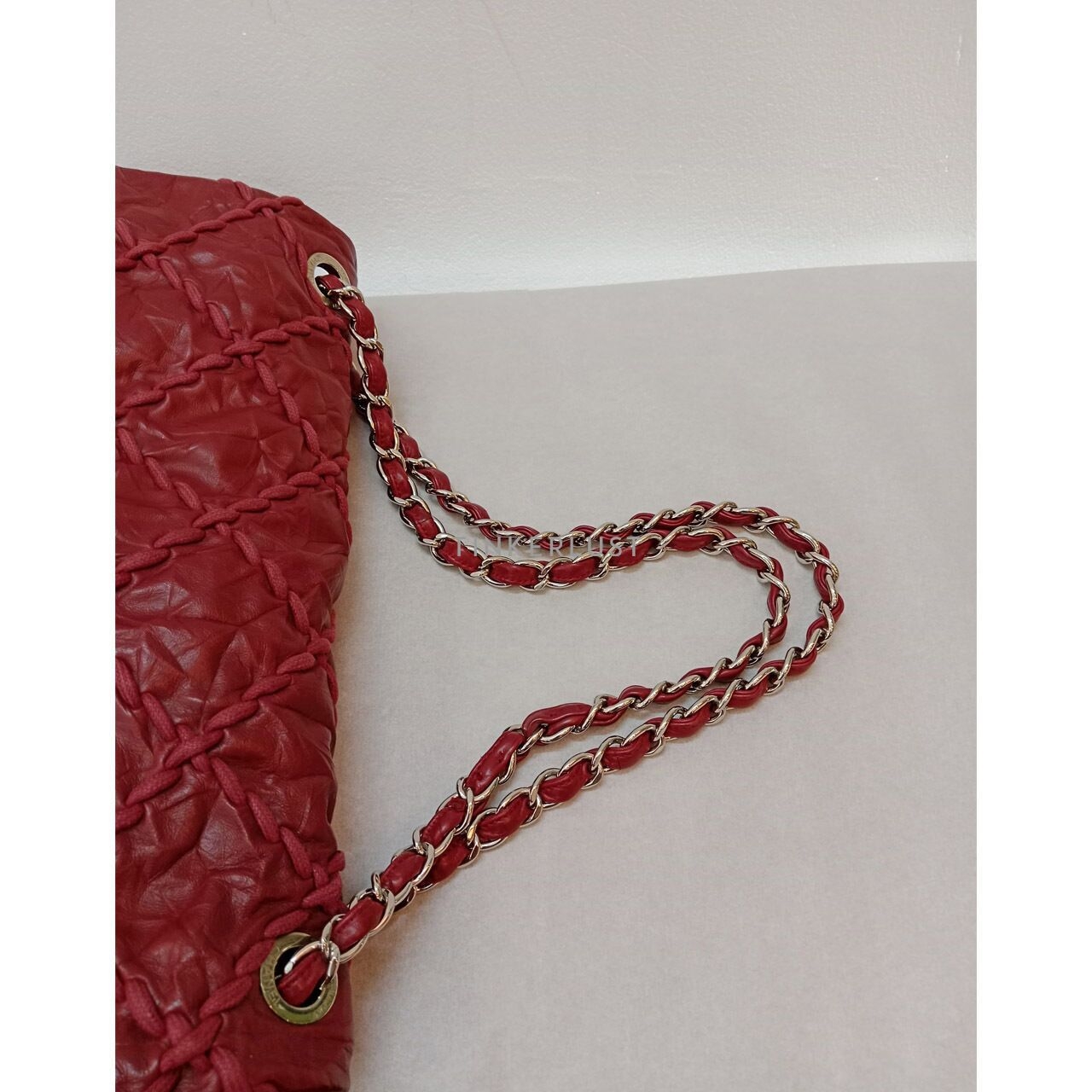 Chanel Ultra Stitch Flap Cherry Red Calfskin.#13 SHW Shoulder Bag