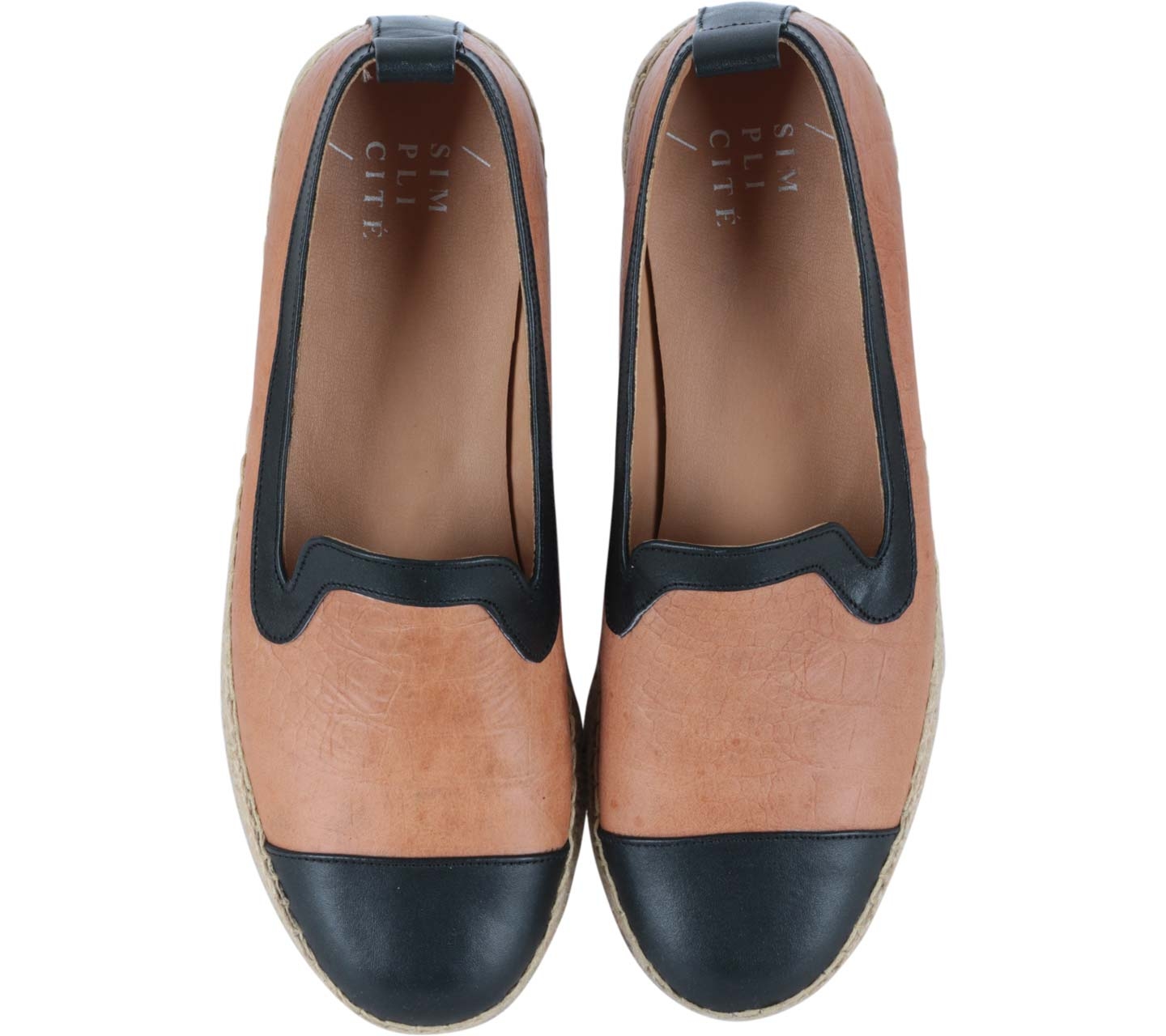 We Are Simplicite Brown And Black Leather Espadrilles Flats