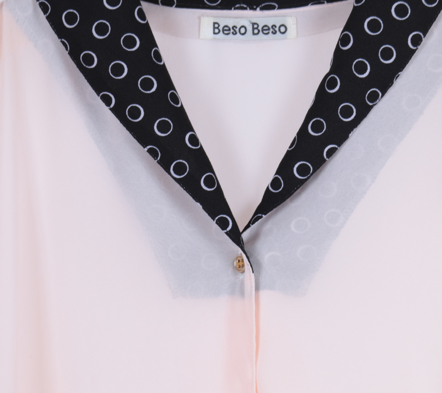 Beso Beso Peach Dotted Collar Shirt