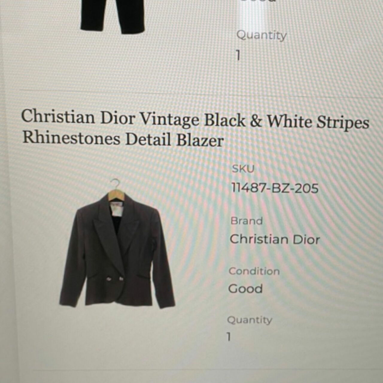 Christian Dior Vintage Grey Rhinestones Detail Blazer