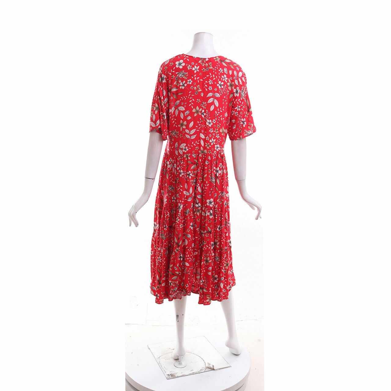 Zara Red Floral Midi Dress