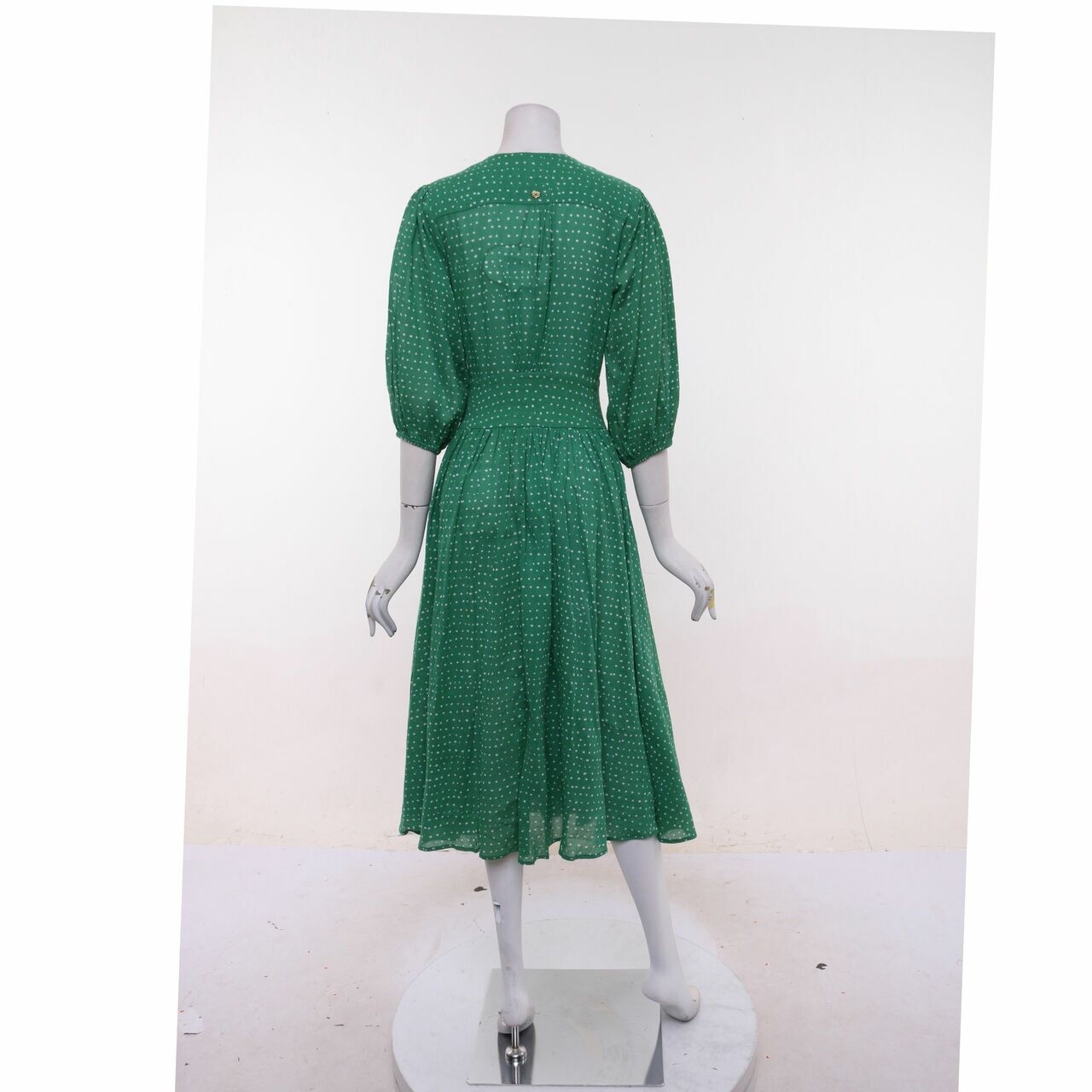 The Story Of Green Polkadots Midi Dress