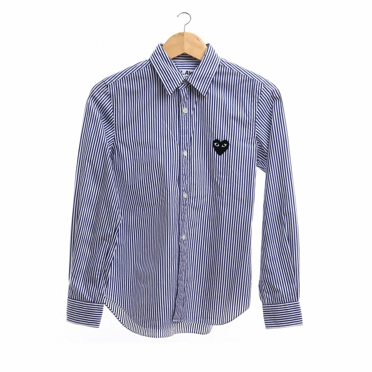 Play by Comme des Garcons White & Dark Blue Stripes Shirt	