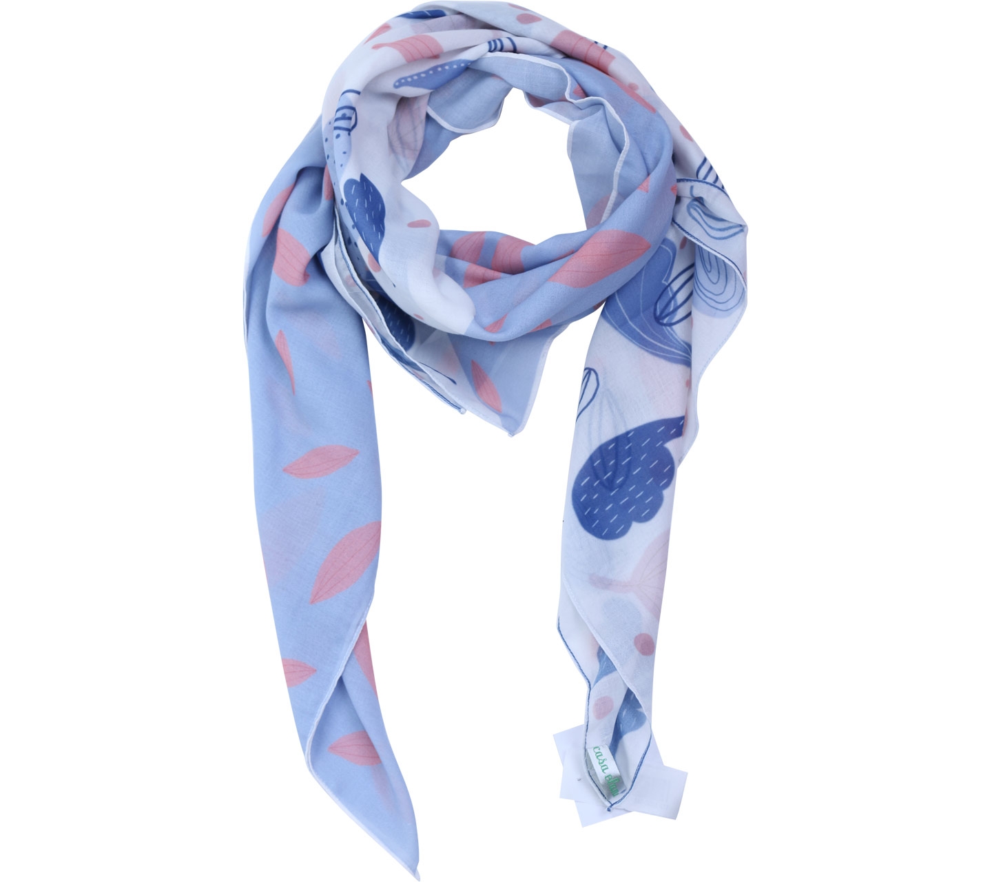 Casa Elana Blue And White Patterned Scarf