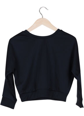 Black Printed Crop Sweater