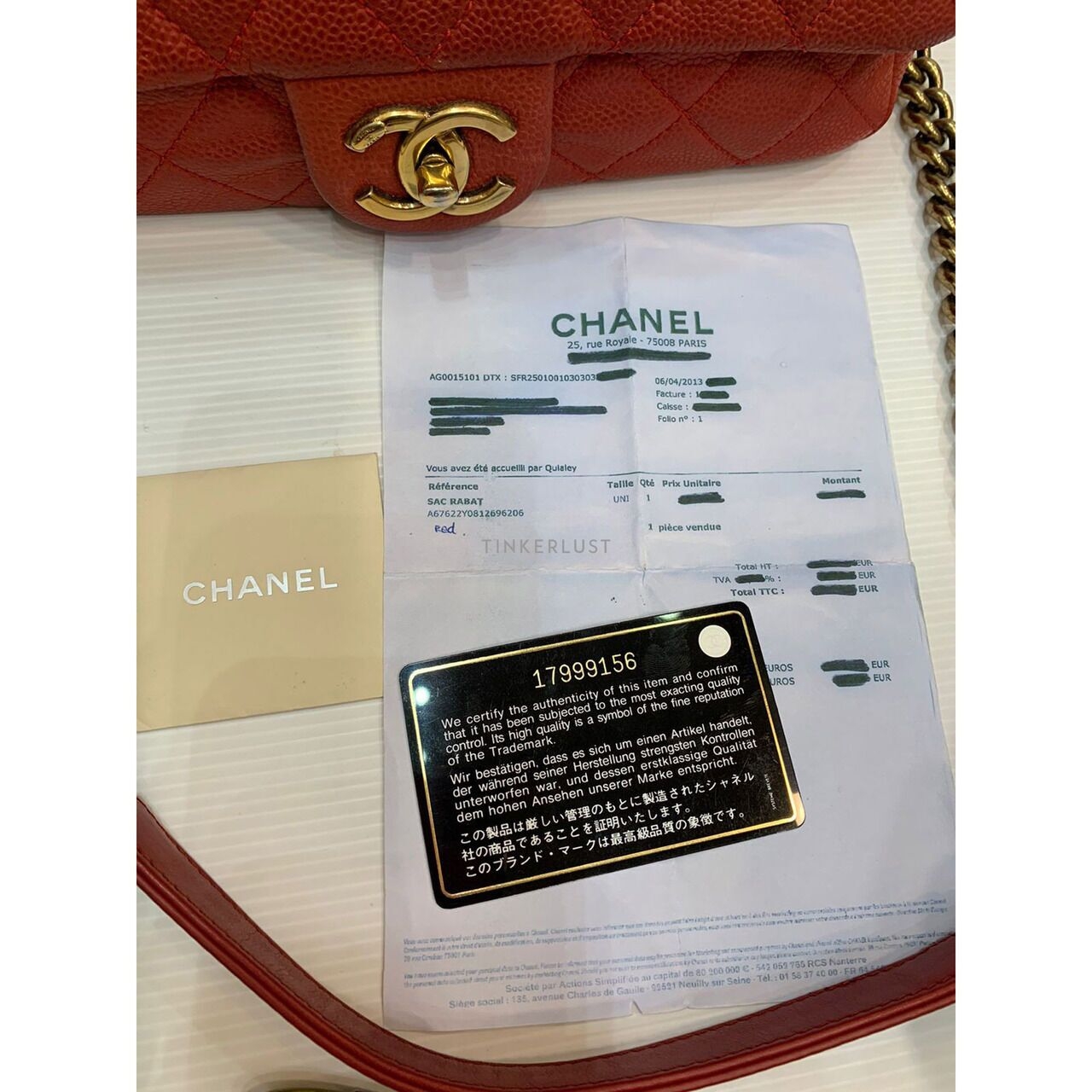 Chanel Classic Flap Top Handle Red Caviar GHW #17 2013 Sling Bag