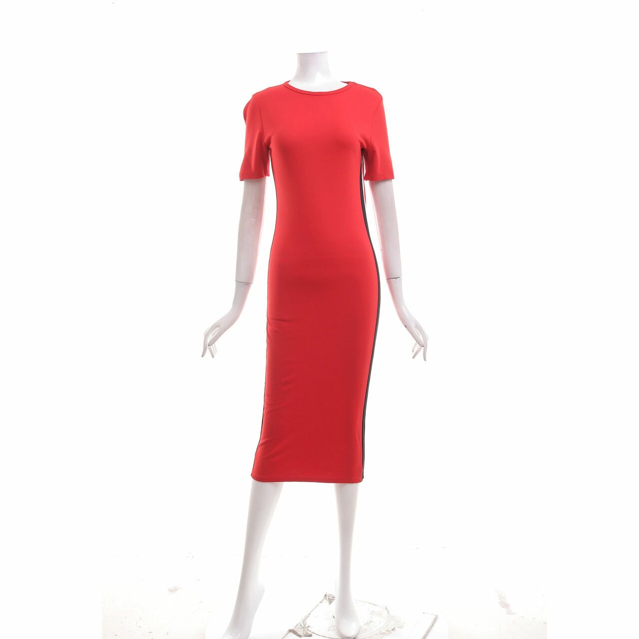 Bershka Red Stripe Midi Dress
