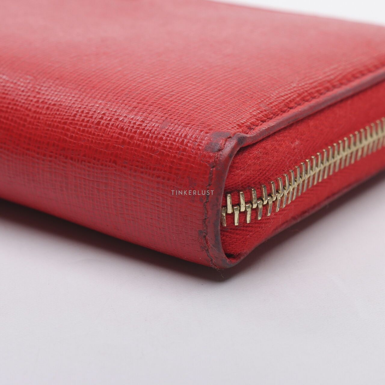 Fendi Red Leather Long Zippy Wallet 