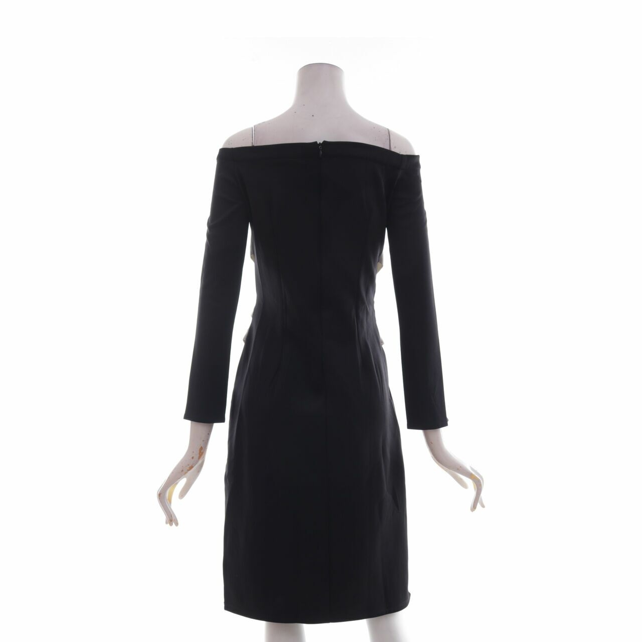 Enve Official Black Of Shoulder Midi Dress