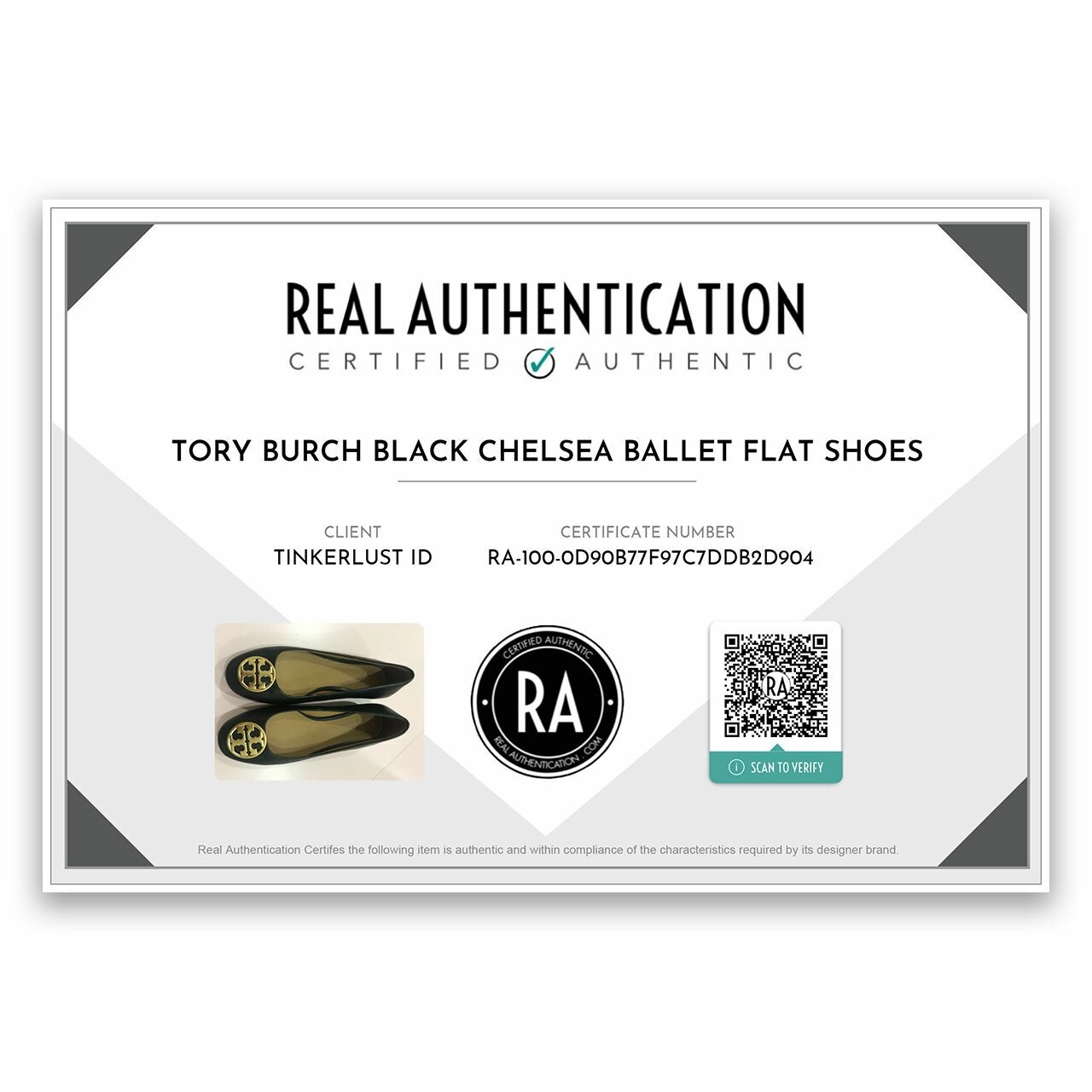 Tory Burch Black Chelsea Ballet Flat Shoes