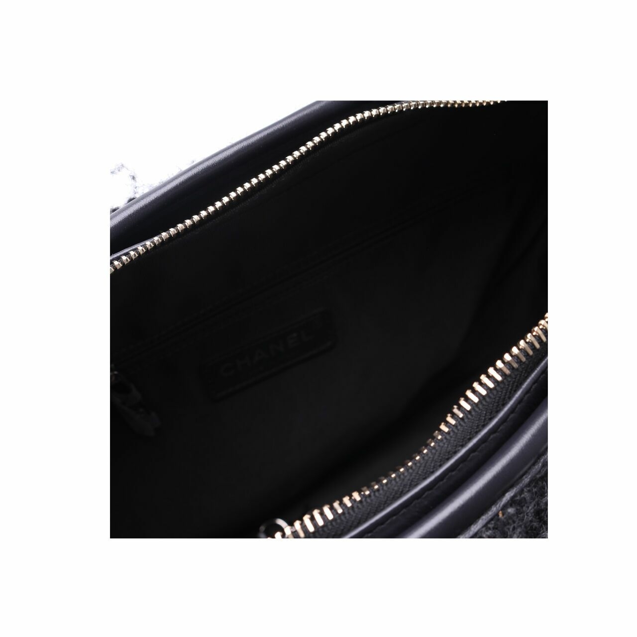 Chanel Gabrielle Tweed Silver/Gold Black Shoulder Bag