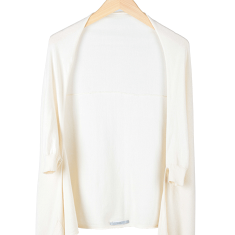 Cream Front-Pocket Batwing Outerwear