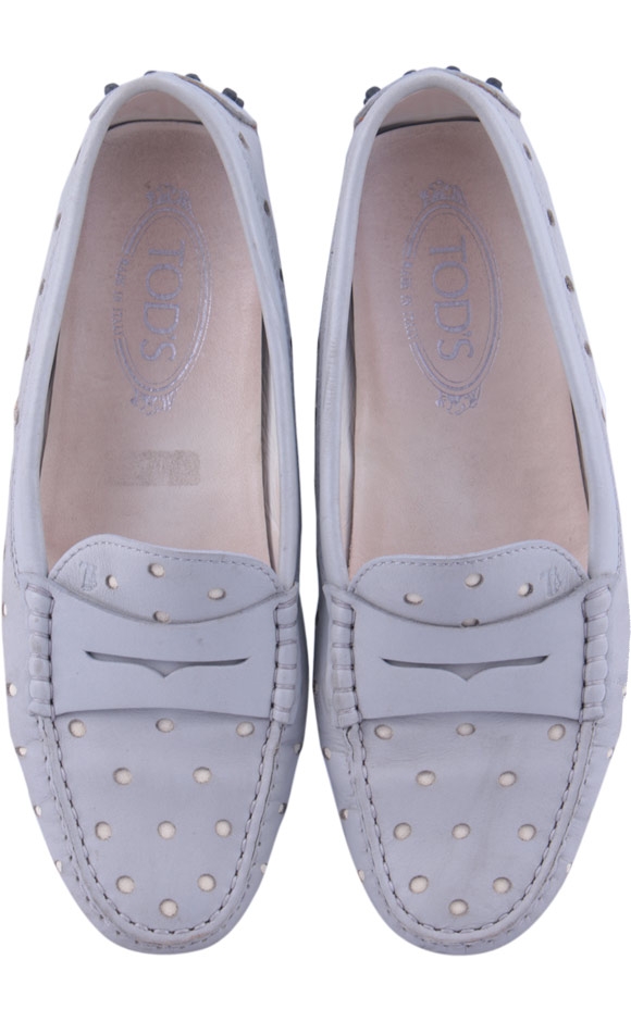 Tod's Grey Leather Flats